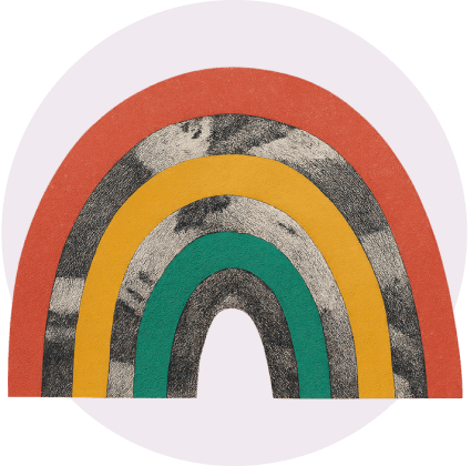 Arcoiris de 3 colores con textura de papel